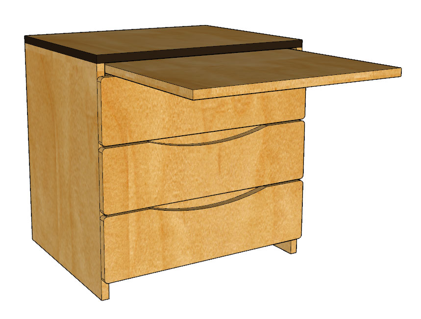 Aero Alternative Workspace: 3 Equal Drawer Chest w\/Pull-Out Work Surface, 30\u2033W